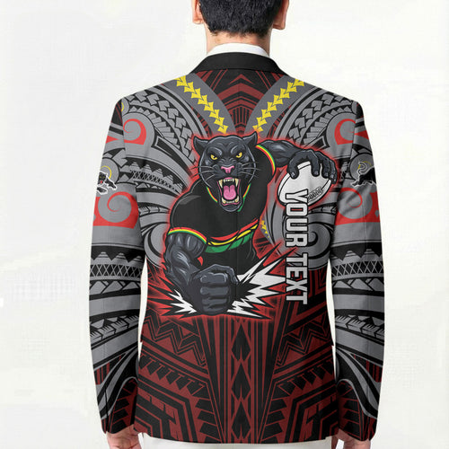 Custom Penrith Panthers Blazer Black Panther Warrior Polynesia Islander Rugby Mascot