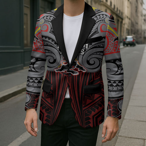 Custom Penrith Panthers Blazer Black Panther Warrior Polynesia Islander Rugby Mascot