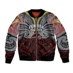 Custom Penrith Panthers Bomber Jacket Black Panther Warrior Polynesia Islander Rugby Mascot