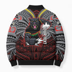 Custom Penrith Panthers Bomber Puffer Jacket Black Panther Warrior Polynesia Islander Rugby Mascot