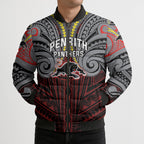 Custom Penrith Panthers Bomber Puffer Jacket Black Panther Warrior Polynesia Islander Rugby Mascot