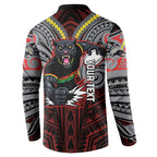 Custom Penrith Panthers Button Sweatshirt Black Panther Warrior Polynesia Islander Rugby Mascot