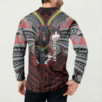 Custom Penrith Panthers Button Sweatshirt Black Panther Warrior Polynesia Islander Rugby Mascot