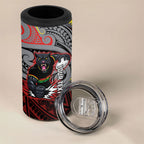 Custom Penrith Panthers 4 in 1 Can Cooler Tumbler Black Panther Warrior Polynesia Islander Rugby Mascot