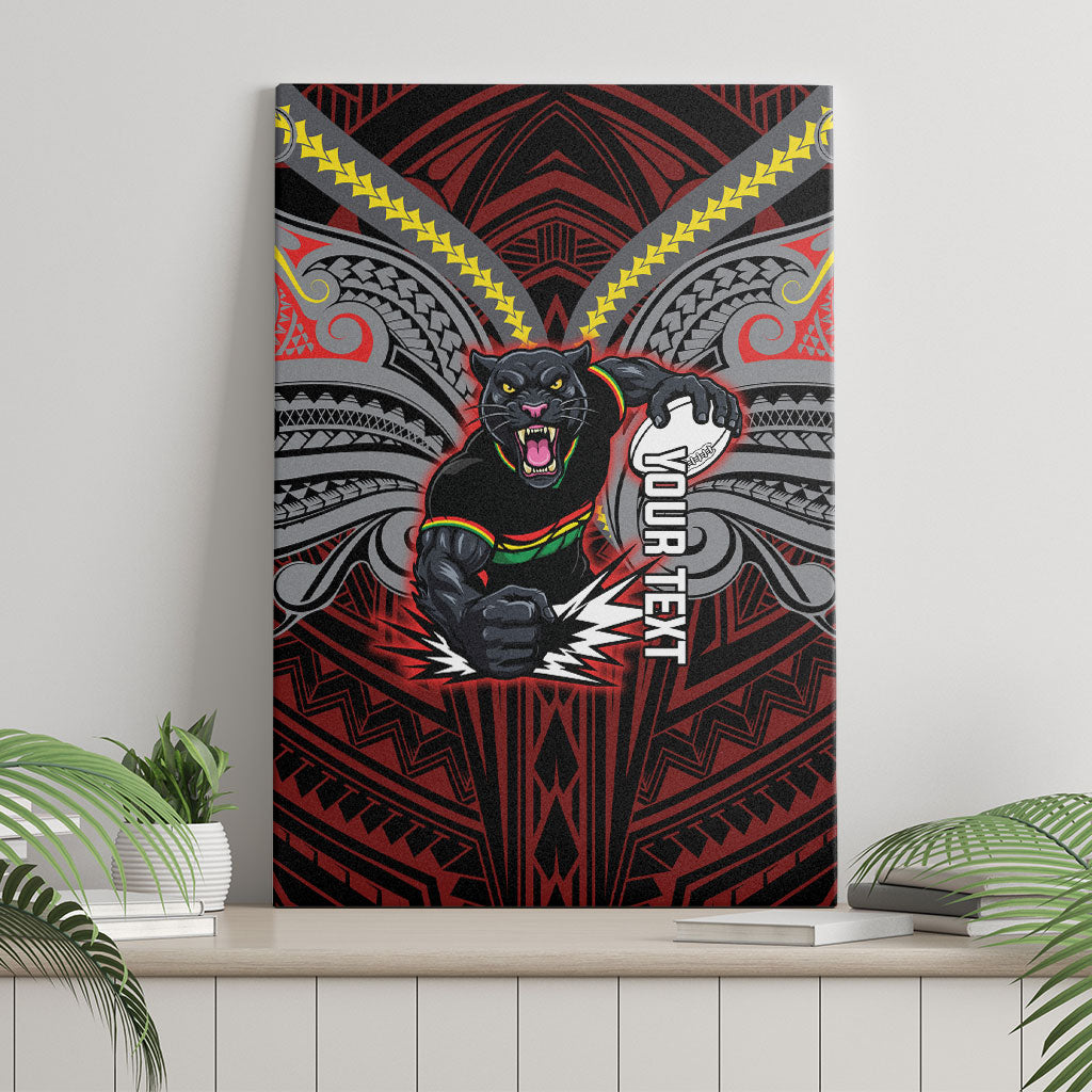 Custom Penrith Panthers Canvas Wall Art Black Panther Warrior Polynesia Islander Rugby Mascot