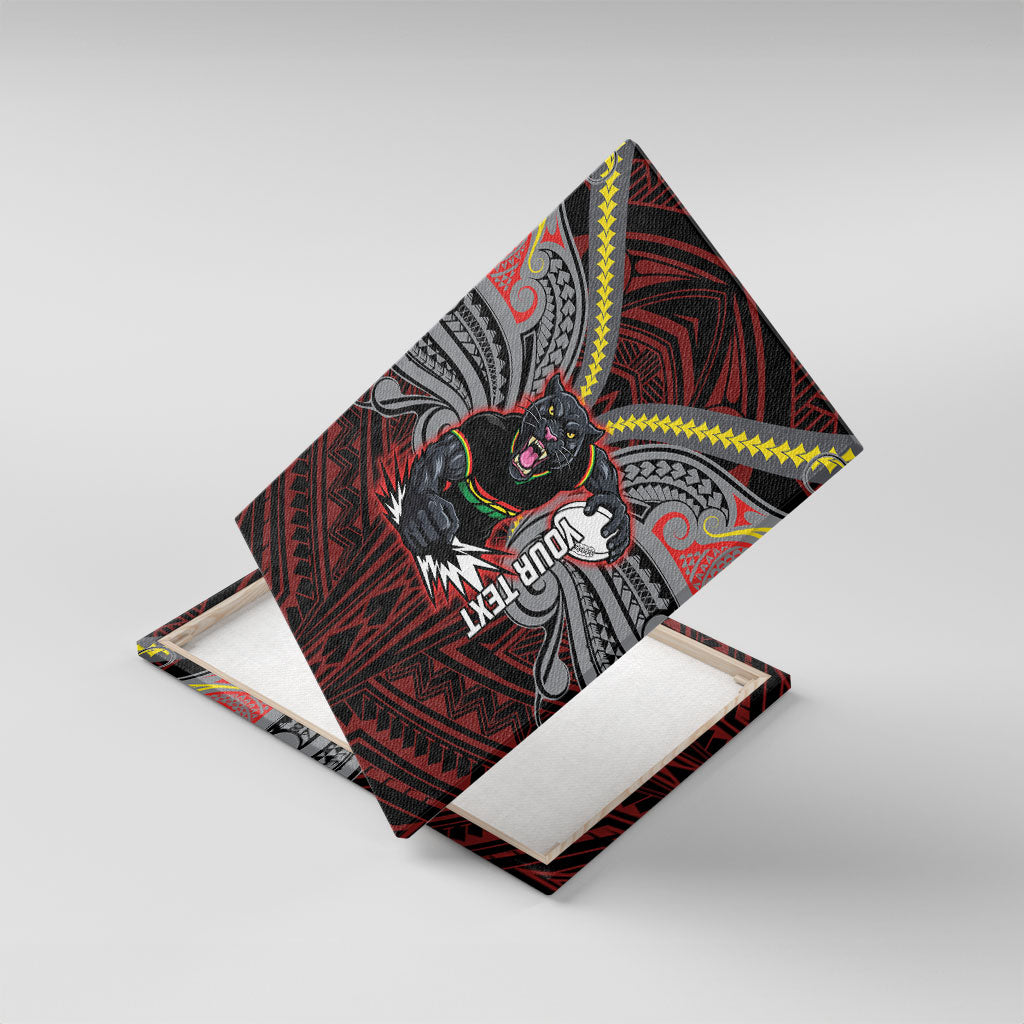 Custom Penrith Panthers Canvas Wall Art Black Panther Warrior Polynesia Islander Rugby Mascot