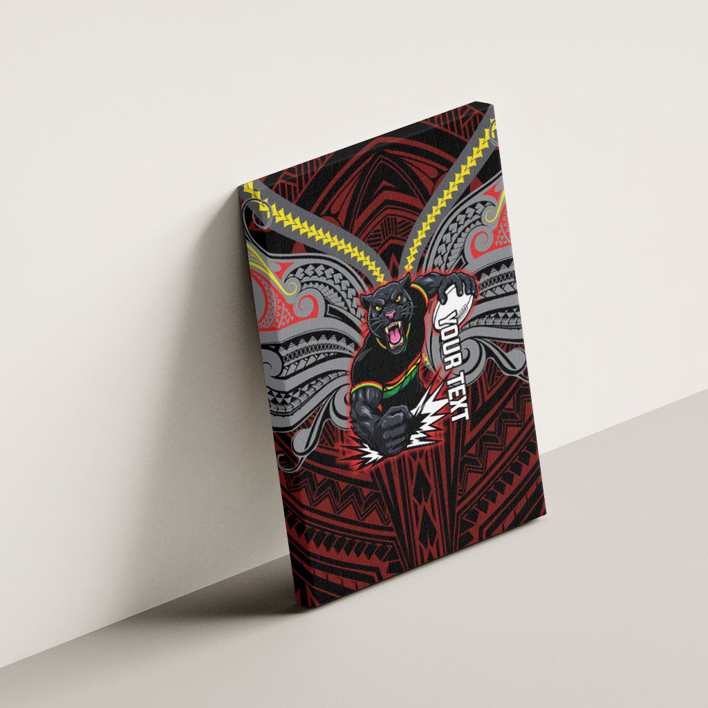 Custom Penrith Panthers Canvas Wall Art Black Panther Warrior Polynesia Islander Rugby Mascot