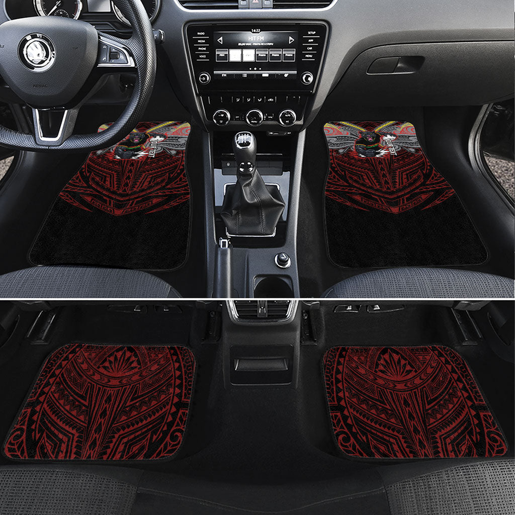 Custom Penrith Panthers Car Mats Black Panther Warrior Polynesia Islander Rugby Mascot