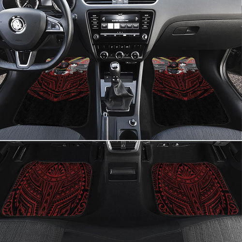 Custom Penrith Panthers Car Mats Black Panther Warrior Polynesia Islander Rugby Mascot