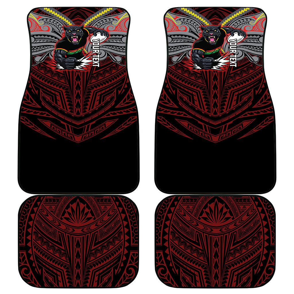 Custom Penrith Panthers Car Mats Black Panther Warrior Polynesia Islander Rugby Mascot