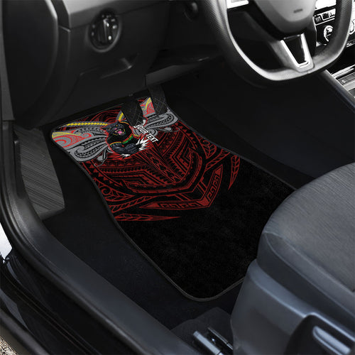 Custom Penrith Panthers Car Mats Black Panther Warrior Polynesia Islander Rugby Mascot