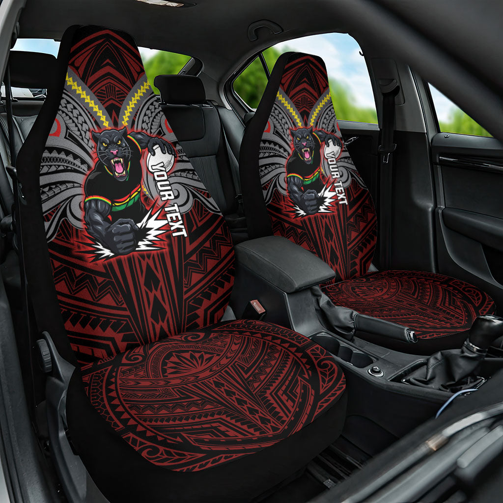 Custom Penrith Panthers Car Seat Cover Black Panther Warrior Polynesia Islander Rugby Mascot