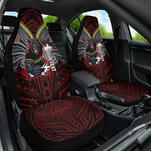 Custom Penrith Panthers Car Seat Cover Black Panther Warrior Polynesia Islander Rugby Mascot