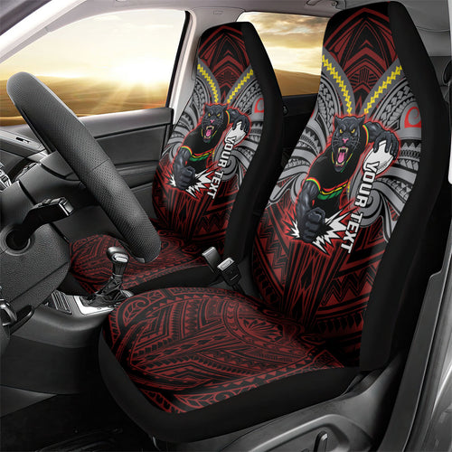 Custom Penrith Panthers Car Seat Cover Black Panther Warrior Polynesia Islander Rugby Mascot