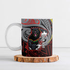Custom Penrith Panthers Ceramic Mug Black Panther Warrior Polynesia Islander Rugby Mascot