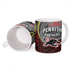 Custom Penrith Panthers Ceramic Mug Black Panther Warrior Polynesia Islander Rugby Mascot