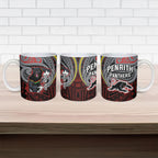 Custom Penrith Panthers Ceramic Mug Black Panther Warrior Polynesia Islander Rugby Mascot
