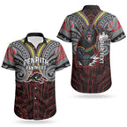 Custom Penrith Panthers Couples Matching Off Shoulder Maxi Dress and Hawaiian Shirt Black Panther Warrior Polynesia Islander Rugby Mascot