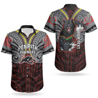 Custom Penrith Panthers Couples Matching Puletasi and Hawaiian Shirt Black Panther Warrior Polynesia Islander Rugby Mascot