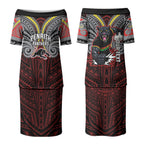 Custom Penrith Panthers Couples Matching Puletasi and Hawaiian Shirt Black Panther Warrior Polynesia Islander Rugby Mascot