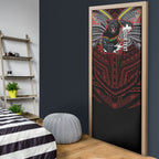 Custom Penrith Panthers Door Cover Black Panther Warrior Polynesia Islander Rugby Mascot