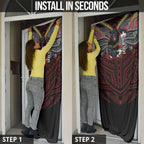 Custom Penrith Panthers Door Cover Black Panther Warrior Polynesia Islander Rugby Mascot
