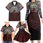 Custom Penrith Panthers Family Matching Long Sleeve Bodycon Dress and Hawaiian Shirt Black Panther Warrior Polynesia Islander Rugby Mascot