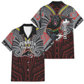 Custom Penrith Panthers Family Matching Off The Shoulder Long Sleeve Dress and Hawaiian Shirt Black Panther Warrior Polynesia Islander Rugby Mascot