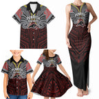 Custom Penrith Panthers Family Matching Tank Maxi Dress and Hawaiian Shirt Black Panther Warrior Polynesia Islander Rugby Mascot