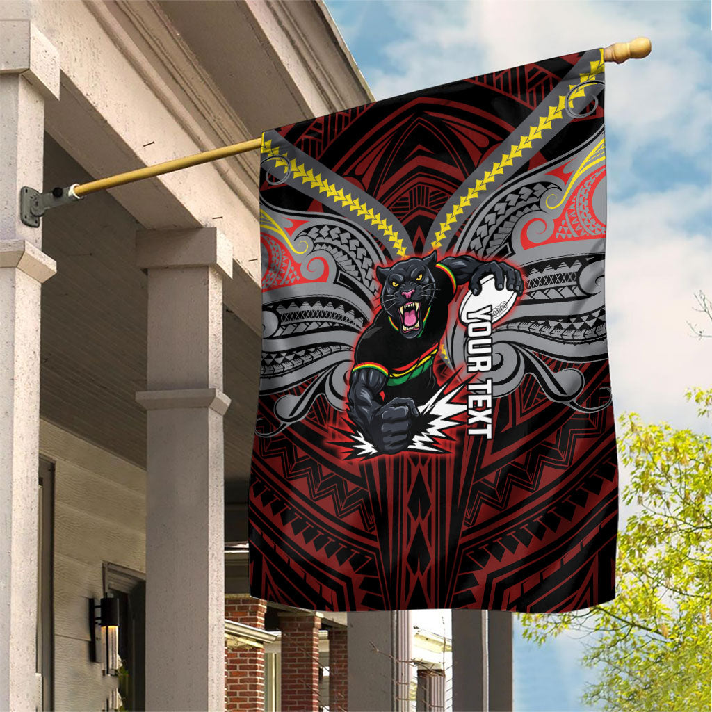 Custom Penrith Panthers Garden Flag Black Panther Warrior Polynesia Islander Rugby Mascot