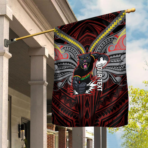 Custom Penrith Panthers Garden Flag Black Panther Warrior Polynesia Islander Rugby Mascot