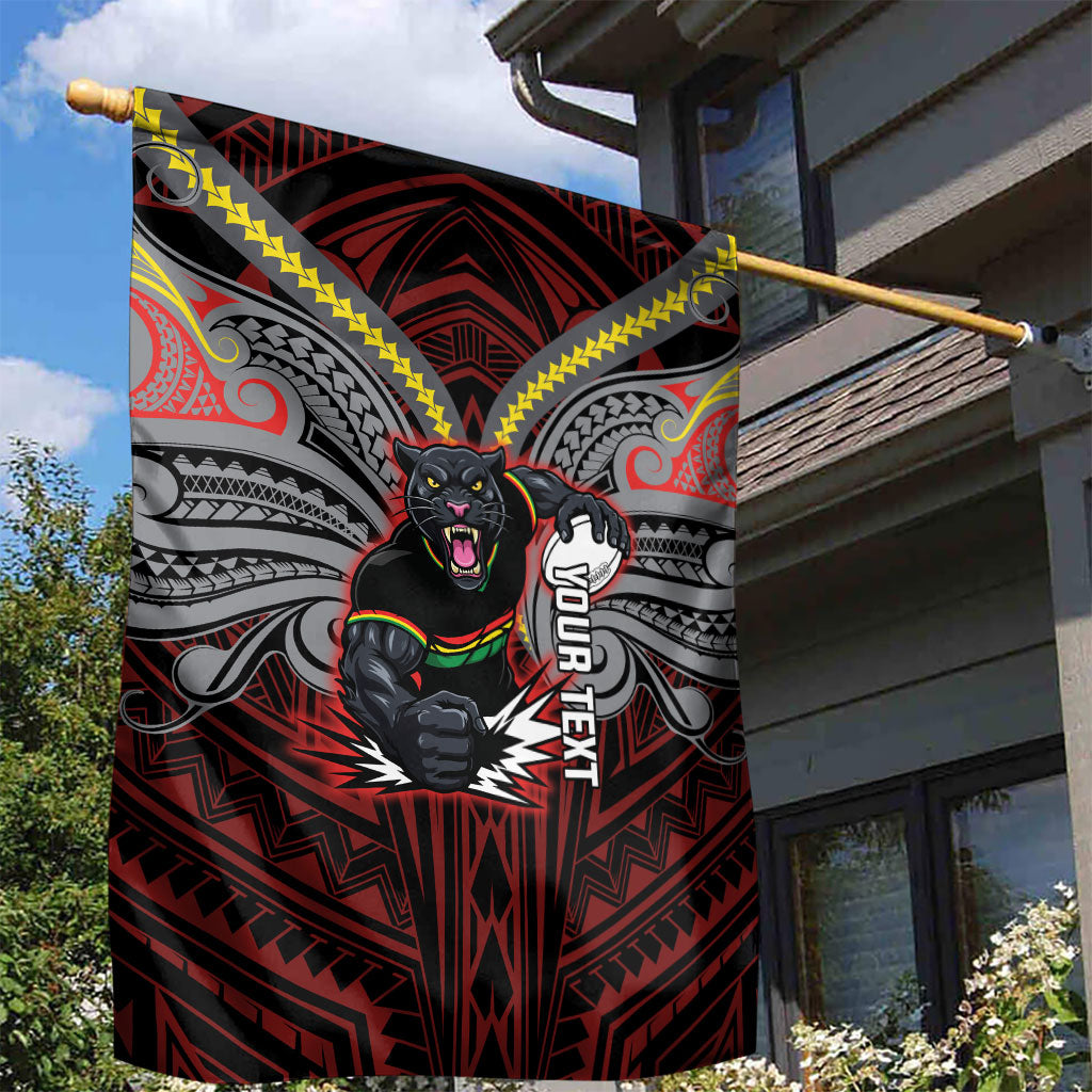 Custom Penrith Panthers Garden Flag Black Panther Warrior Polynesia Islander Rugby Mascot