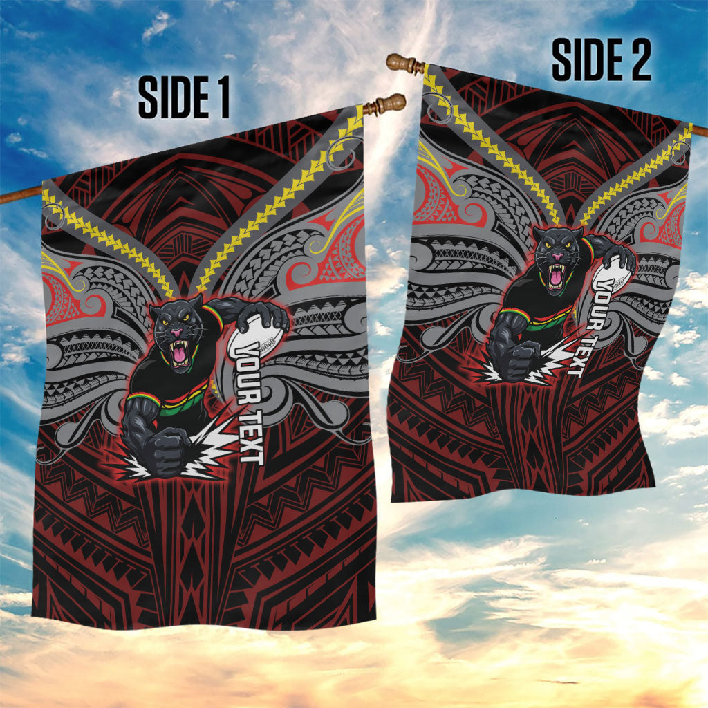 Custom Penrith Panthers Garden Flag Black Panther Warrior Polynesia Islander Rugby Mascot