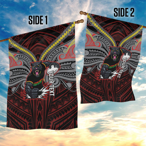 Custom Penrith Panthers Garden Flag Black Panther Warrior Polynesia Islander Rugby Mascot