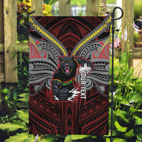Custom Penrith Panthers Garden Flag Black Panther Warrior Polynesia Islander Rugby Mascot