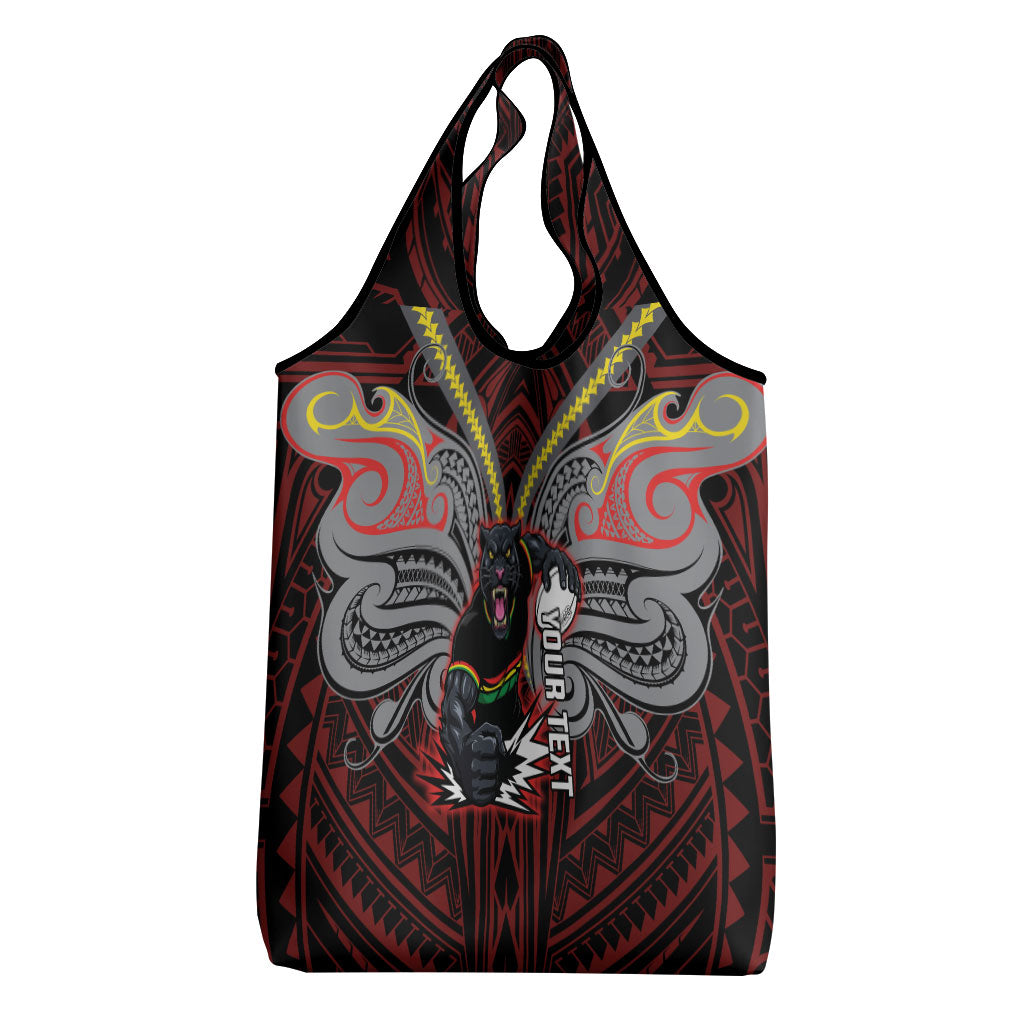 Custom Penrith Panthers Grocery Bag Black Panther Warrior Polynesia Islander Rugby Mascot