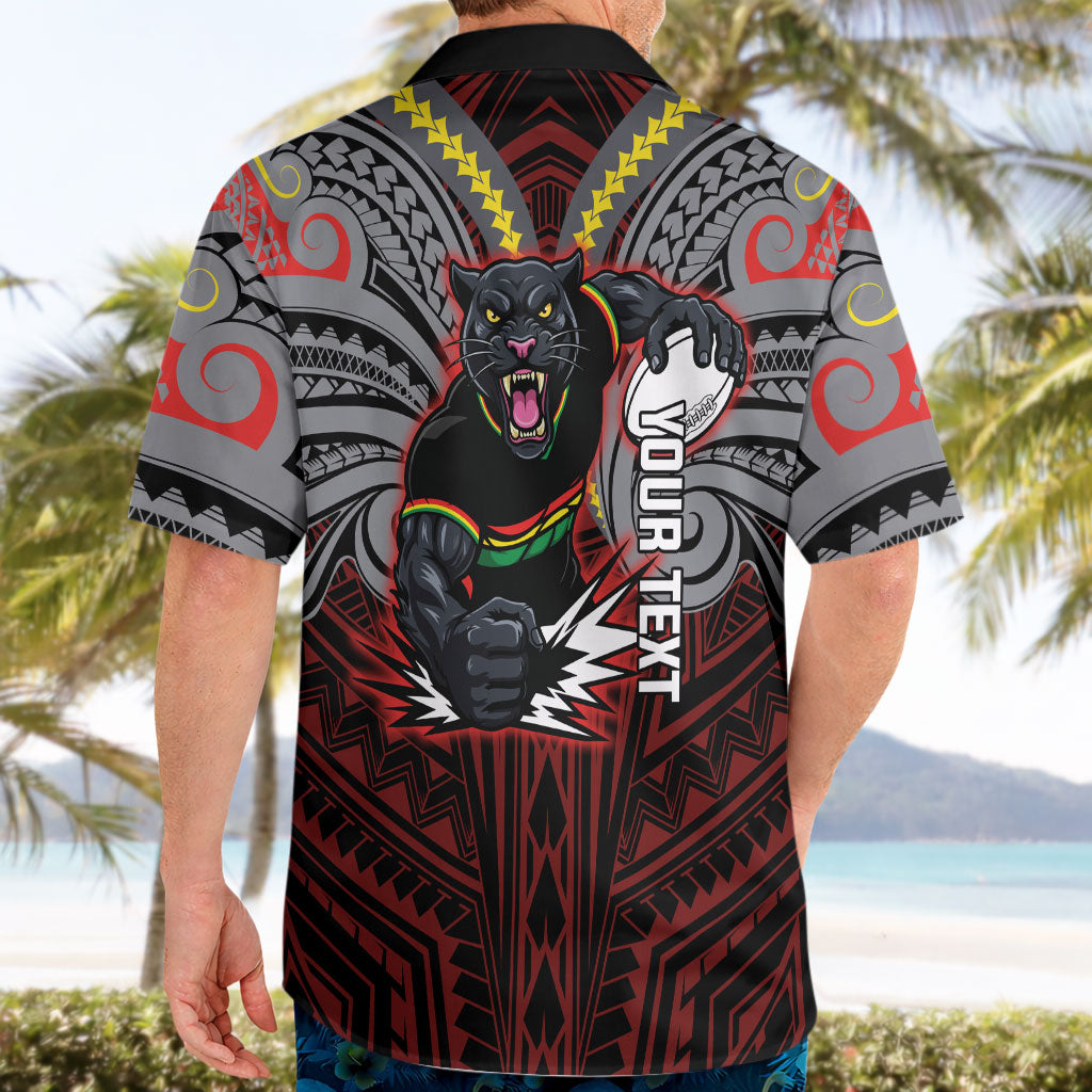 Custom Penrith Panthers Hawaiian Shirt Black Panther Warrior Polynesia Islander Rugby Mascot