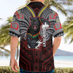 Custom Penrith Panthers Hawaiian Shirt Black Panther Warrior Polynesia Islander Rugby Mascot
