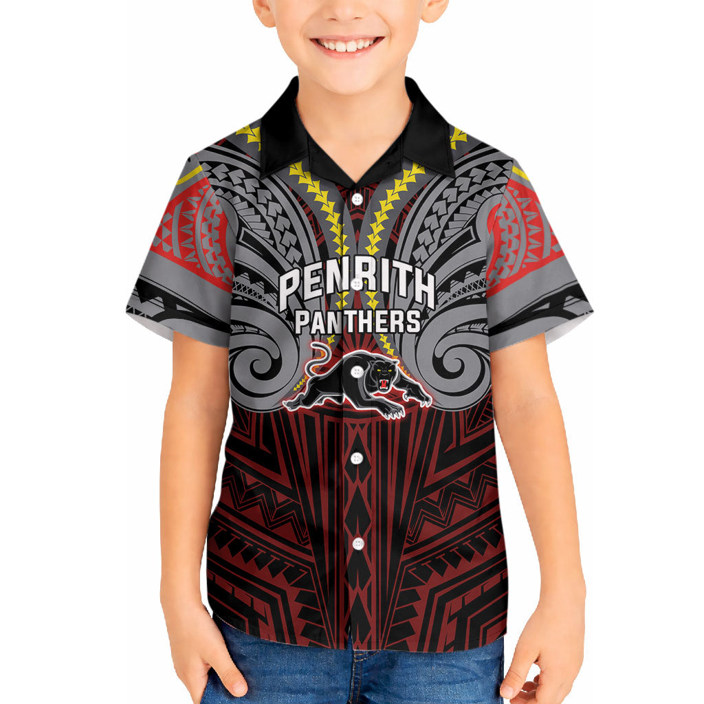 Custom Penrith Panthers Hawaiian Shirt Black Panther Warrior Polynesia Islander Rugby Mascot