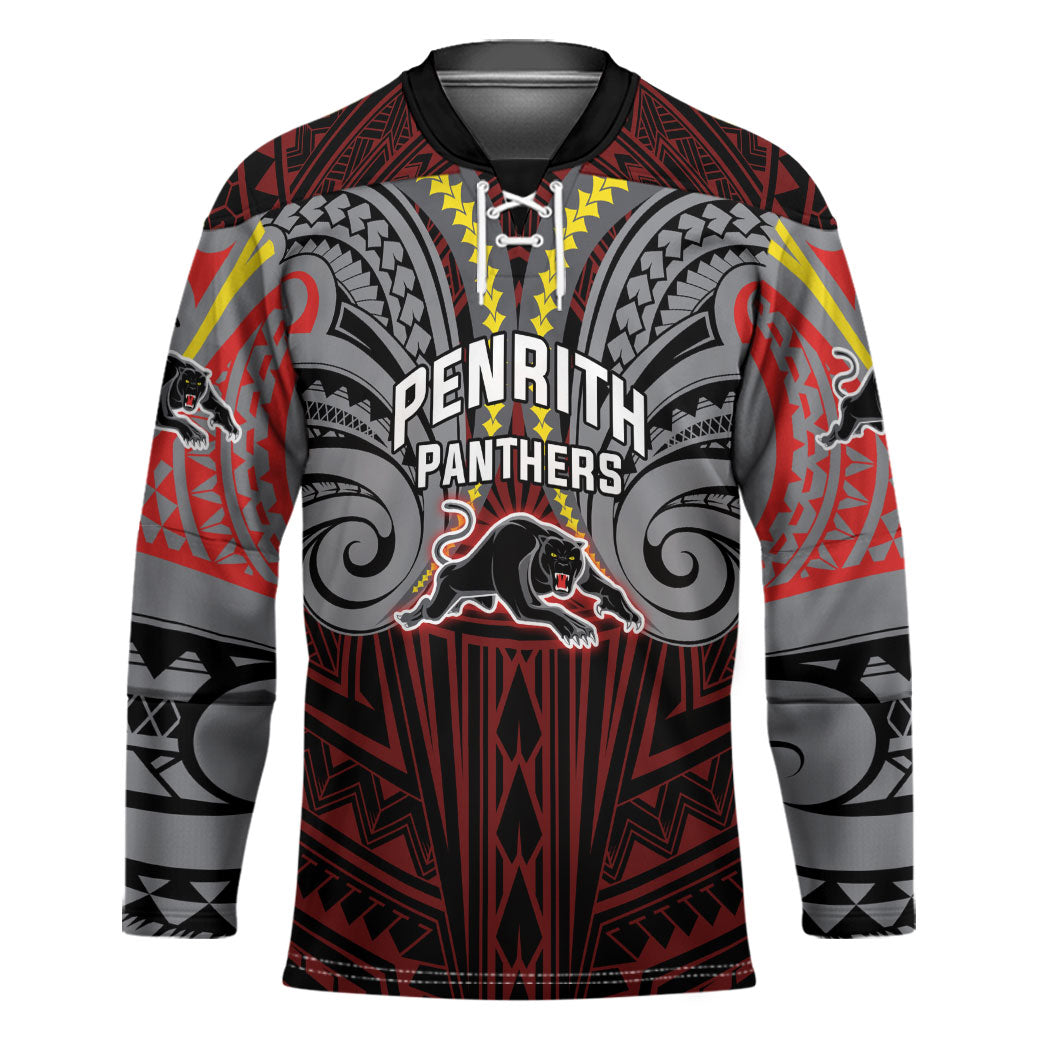 Custom Penrith Panthers Hockey Jersey Black Panther Warrior Polynesia Islander Rugby Mascot