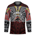 Custom Penrith Panthers Hockey Jersey Black Panther Warrior Polynesia Islander Rugby Mascot