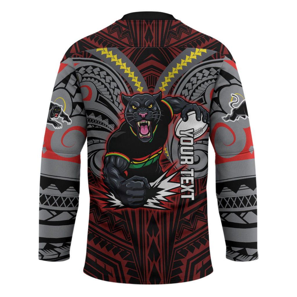 Custom Penrith Panthers Hockey Jersey Black Panther Warrior Polynesia Islander Rugby Mascot