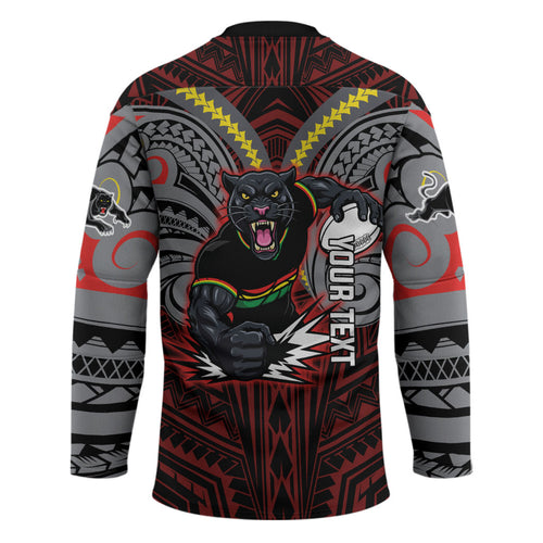 Custom Penrith Panthers Hockey Jersey Black Panther Warrior Polynesia Islander Rugby Mascot