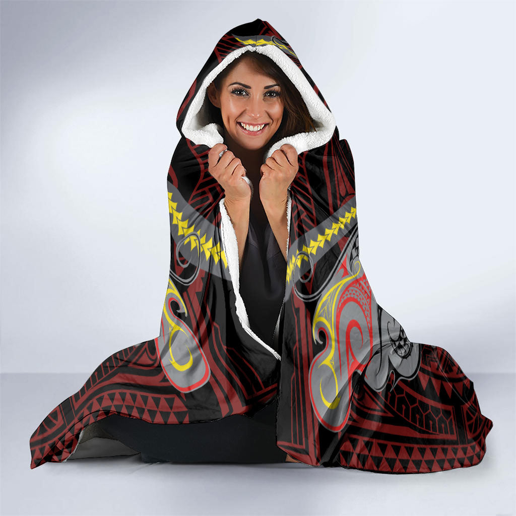 Custom Penrith Panthers Hooded Blanket Black Panther Warrior Polynesia Islander Rugby Mascot