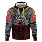 Custom Penrith Panthers Hoodie Black Panther Warrior Polynesia Islander Rugby Mascot