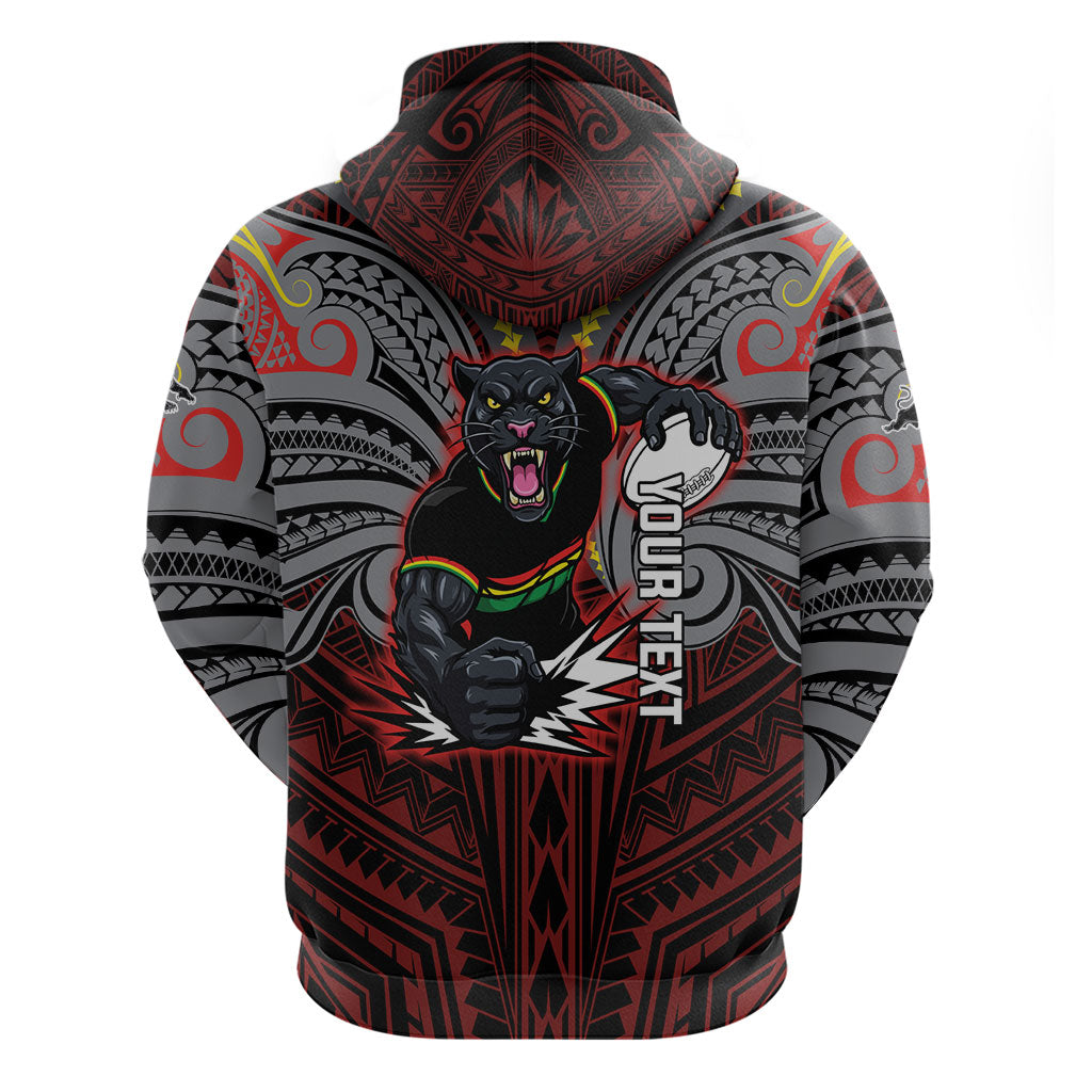 Custom Penrith Panthers Hoodie Black Panther Warrior Polynesia Islander Rugby Mascot