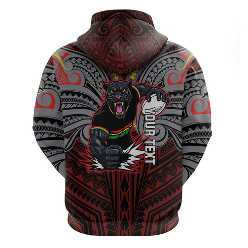 Custom Penrith Panthers Hoodie Black Panther Warrior Polynesia Islander Rugby Mascot