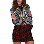 Custom Penrith Panthers Hoodie Dress Black Panther Warrior Polynesia Islander Rugby Mascot