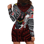 Custom Penrith Panthers Hoodie Dress Black Panther Warrior Polynesia Islander Rugby Mascot