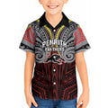 Custom Penrith Panthers Kid Hawaiian Shirt Black Panther Warrior Polynesia Islander Rugby Mascot